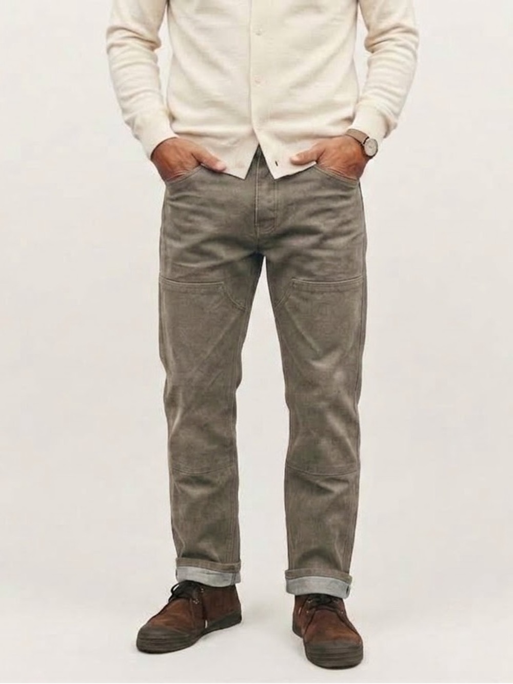 🏷️ NWT Taylor Stitch Chore Pant Stone Chipped Canvas Double Knee Pants 34x34